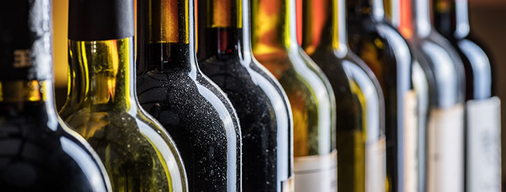 Line of Wine Bottles